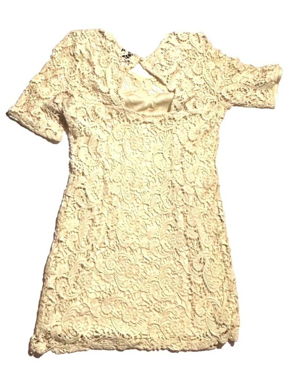 Cream Mini Dress Urban Outfitters Coquette Medium Crocheted Style Lace Bride - Picture 4 of 7